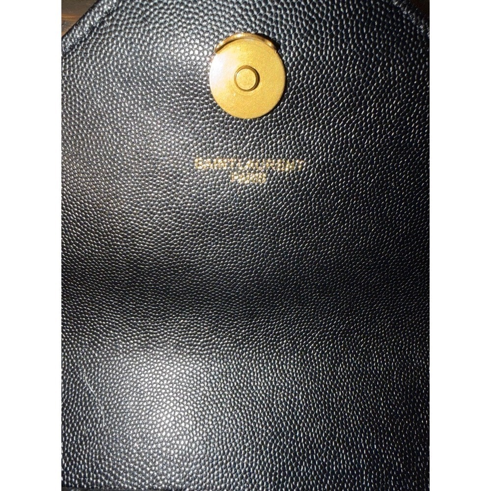 Saint Laurent Envelope Quilted Black Grain de Poudre Leather Gold Hardware - Picture 8 of 9